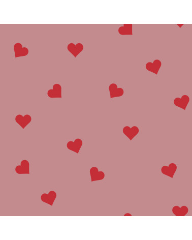 Papier peint enfant cœurs - fond rose