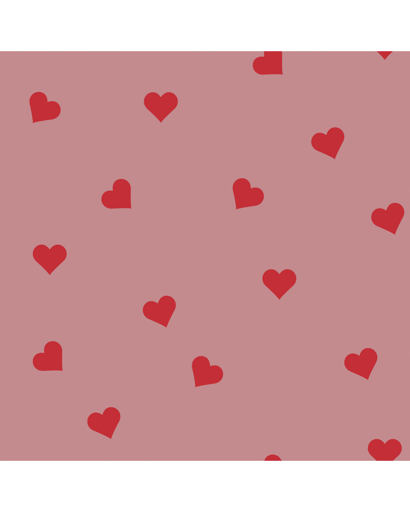 Papier peint enfant cœurs - fond rose