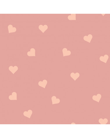 Papier peint enfant cœurs pêche - fond rose