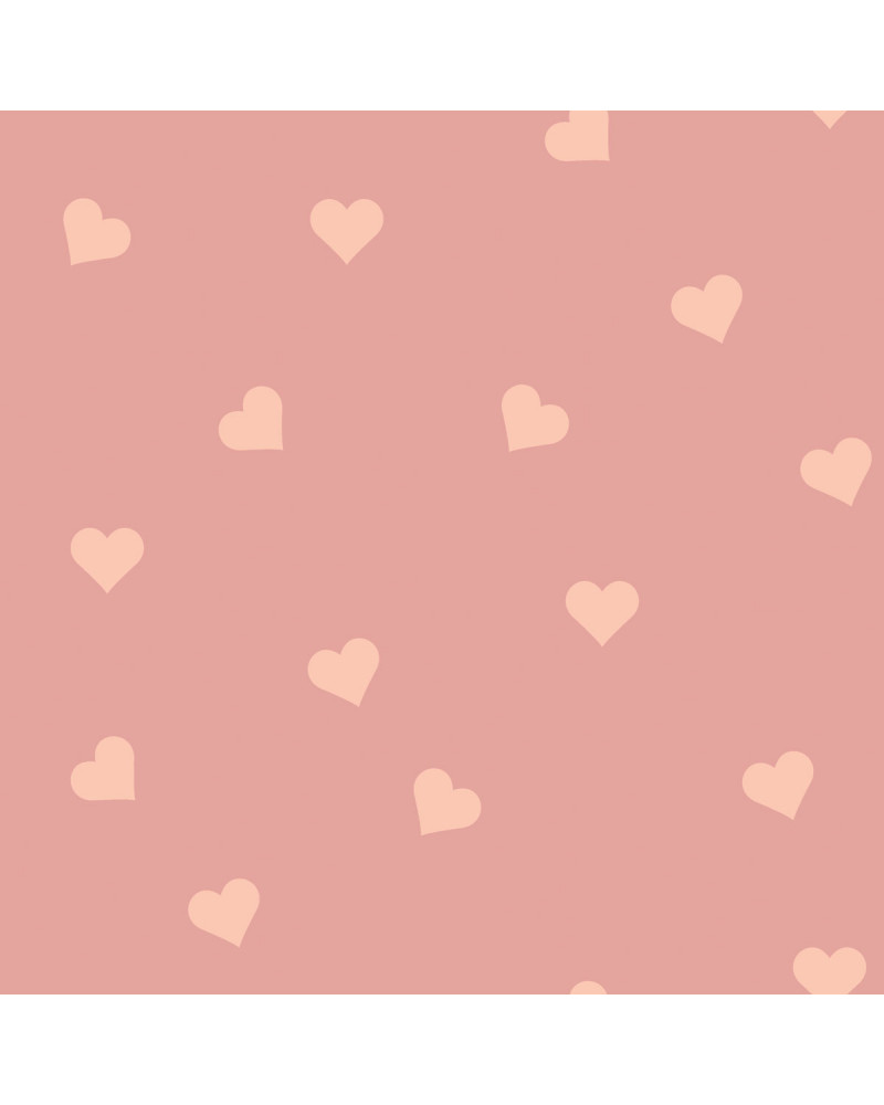 Papier peint enfant cœurs pêche - fond rose
