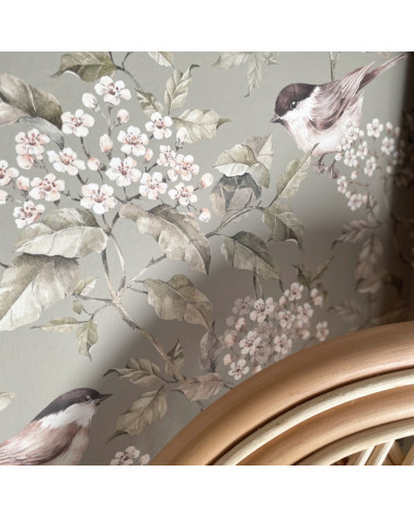 Papier peint Oiseaux et printemps vert