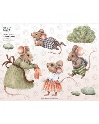 Sticker enfant souris -  mouse family