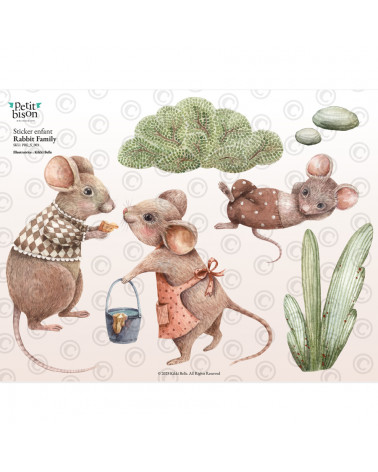 Sticker enfant souris -  mouse family
