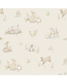 Echantillon papier peint enfant Les lapins curieux fond beige