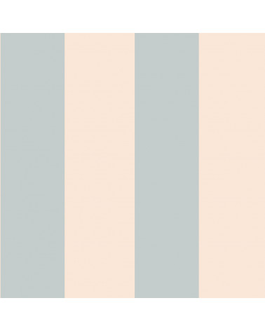 Echantillon papier peint enfant à rayures - bleu vintage et beige