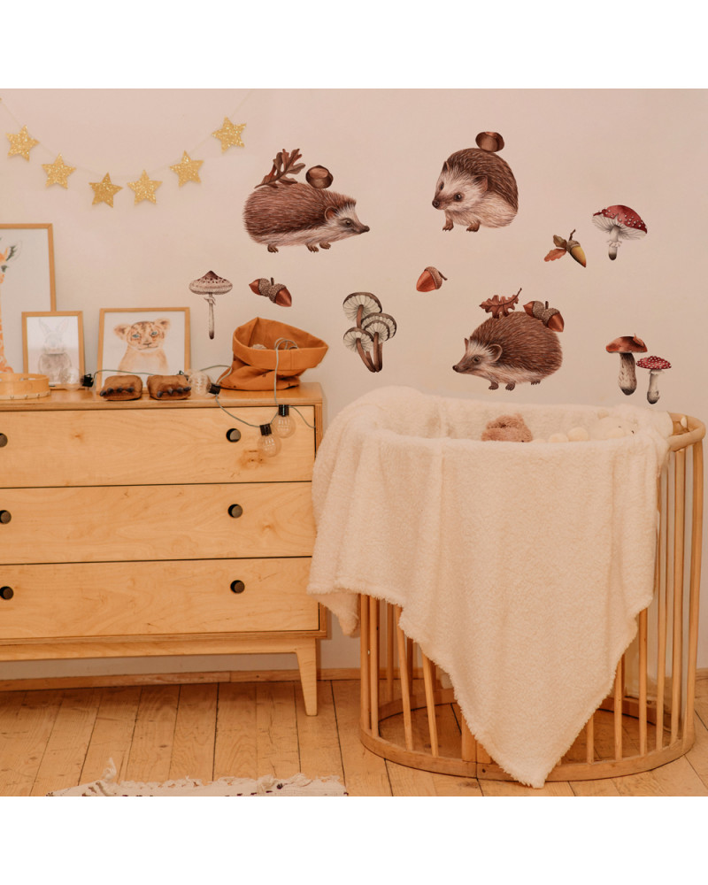 Stickers enfant hérissons - happy hedgehog