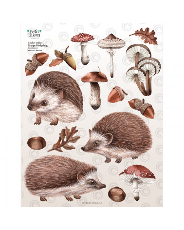 Stickers enfant hérissons - happy hedgehog