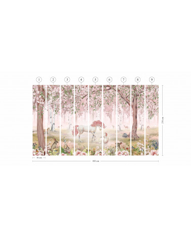 Papier peint enfant Unicorn Forest - Pink
