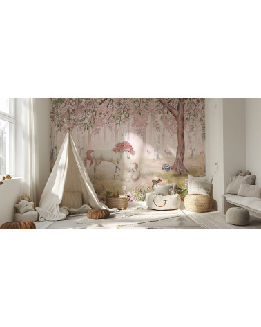 Papier peint enfant Unicorn Forest - Pink