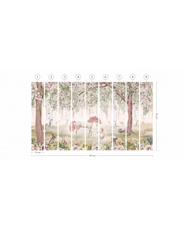 Papier peint enfant Unicorn Forest - Green