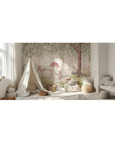 Papier peint enfant Unicorn Forest - Green