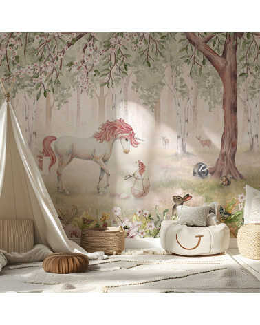 Papier peint enfant Unicorn Forest - Green