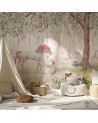 Papier peint enfant Unicorn Forest - Green