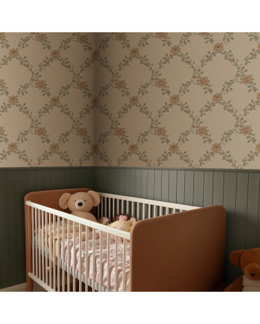 Papier peint enfant - Losange de Pivoines