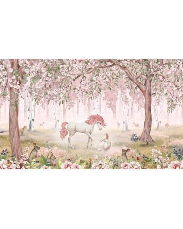 Papier peint enfant Unicorn Forest - Pink