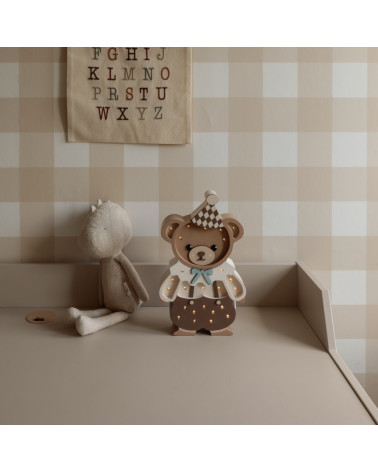 Lampe veilleuse en bois ours Theodore - chocolat brown -  Little Lights