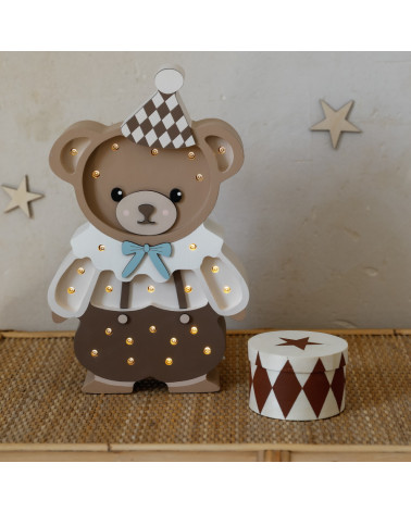 Lampe veilleuse en bois ours Theodore - chocolat brown -  Little Lights