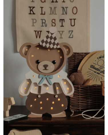 Lampe veilleuse en bois ours Theodore - chocolat brown  Little Lights