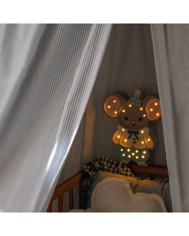 Lampe veilleuse en bois Felix la souris - cloudy blue - Little lights