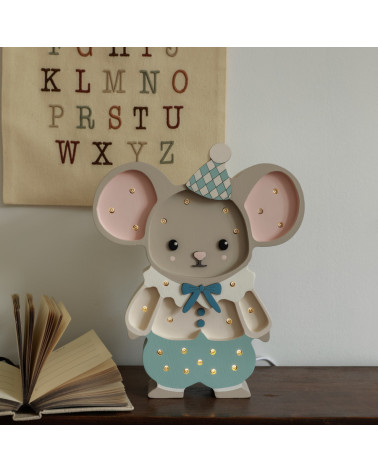 Lampe veilleuse en bois Felix la souris - cloudy blue - Little lights