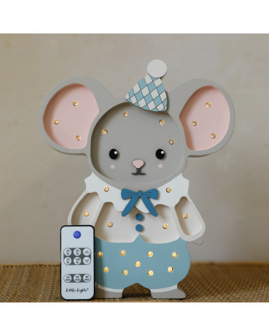 Lampe veilleuse en bois Felix la souris - cloudy blue - Little lights