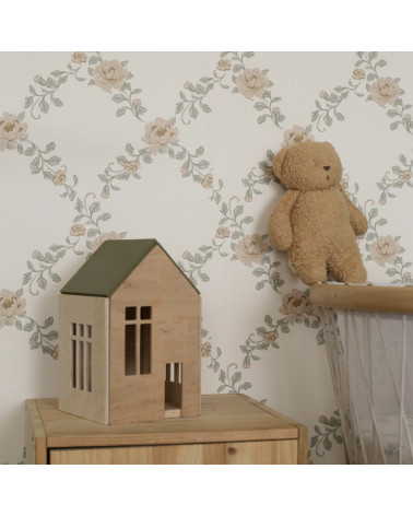 Papier peint enfant - Losange de Pivoines