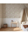 Papier peint enfant - promenade fleurie - rose