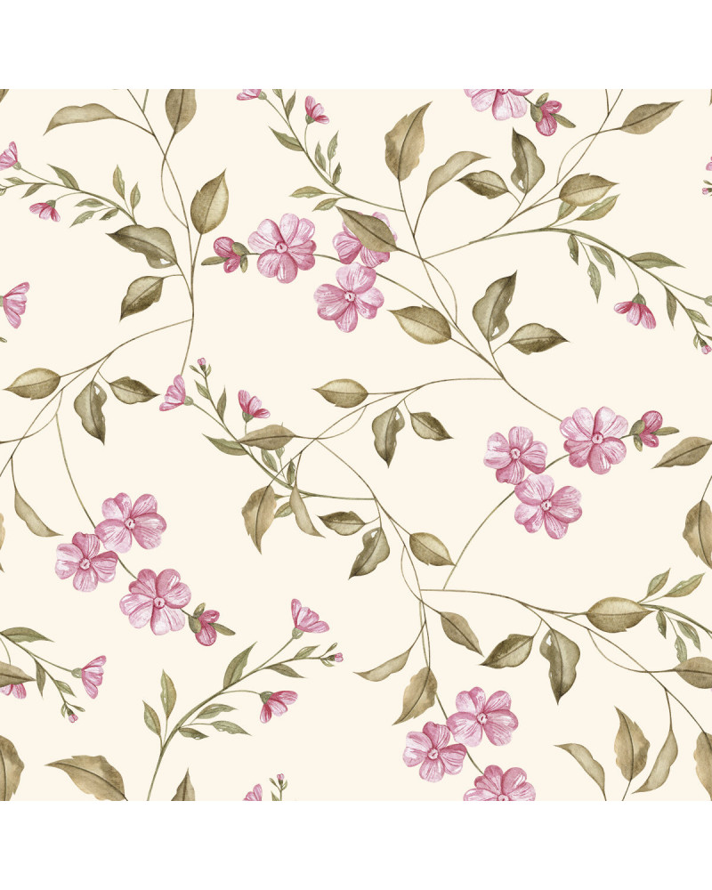 Papier peint enfant - promenade fleurie - rose