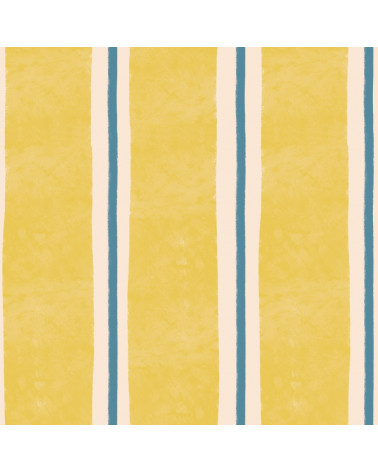Papier peint enfant à rayures jaune et bleu