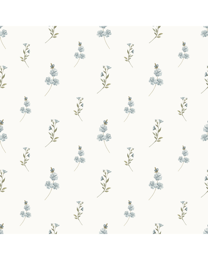 Papier peint enfant - Brise Florale - bleu