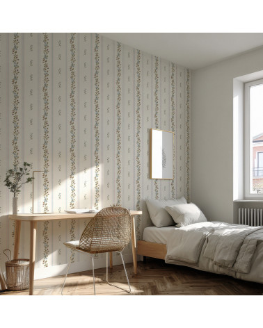 Papier peint enfant - Nostalgie Fleurie - bleu