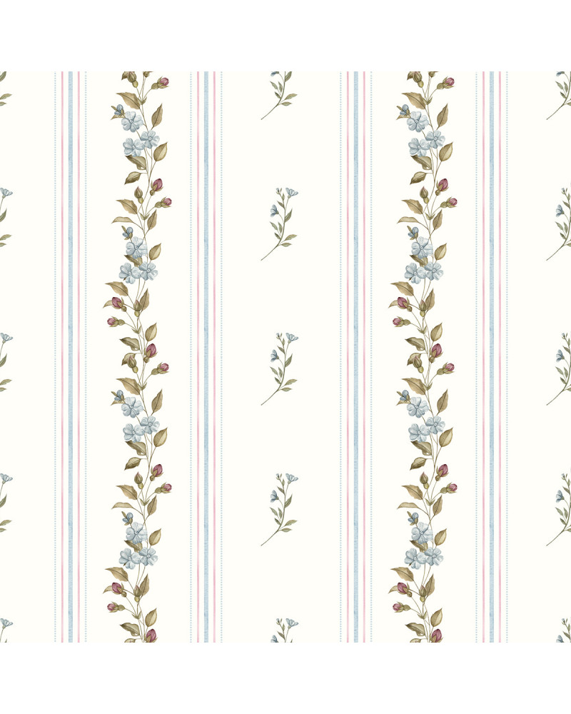 Papier peint enfant - Nostalgie Fleurie - bleu