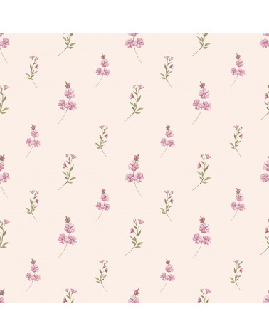 Echantillon papier peint enfant Brise Florale - rose