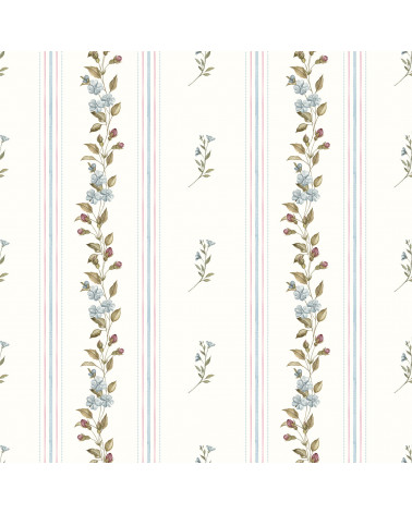 Echantillon Papier peint enfant Nostalgie Fleurie - bleu ciel