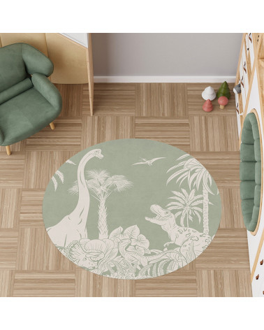 Tapis enfant rond en vinyl Monochrome dino green