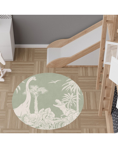 Tapis enfant rond en vinyl Monochrome dino green
