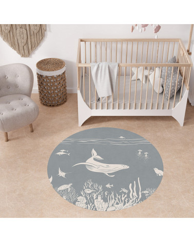 Tapis enfant rond en vinyl Monochrome sea blue