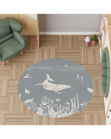Tapis enfant rond en vinyl Monochrome sea blue