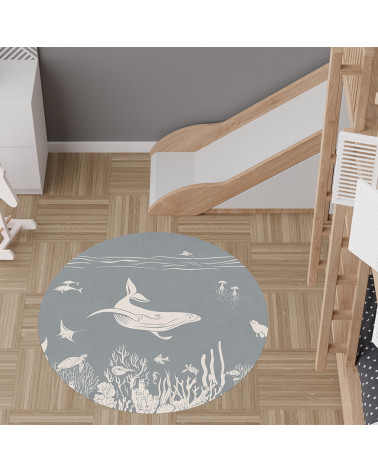 Tapis enfant rond en vinyl Monochrome sea blue
