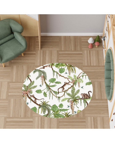 Tapis enfant rond en vinyl playful monkeys
