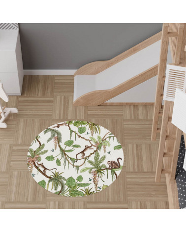 Tapis enfant rond en vinyl playful monkeys