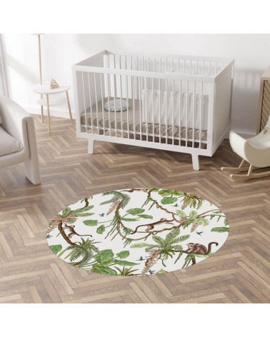 Tapis enfant rond en vinyl playful monkeys