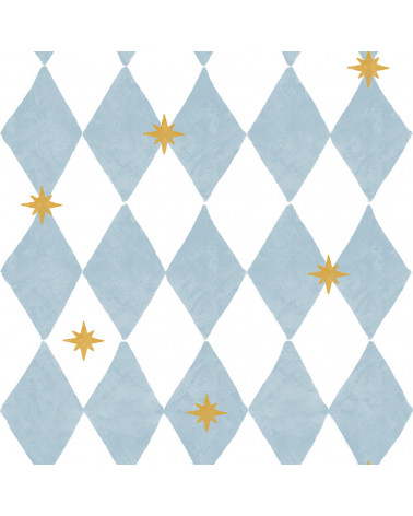 Papier peint enfant losanges et étoiles – style français