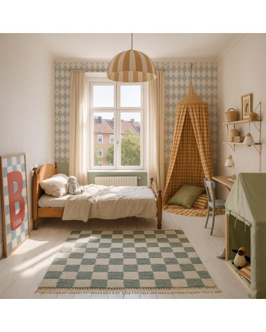 Papier peint enfant losanges et étoiles – style français