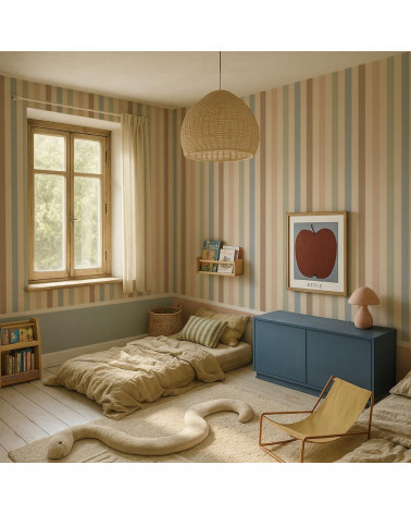 Papier Peint Enfant – Rayures Douces Neutres