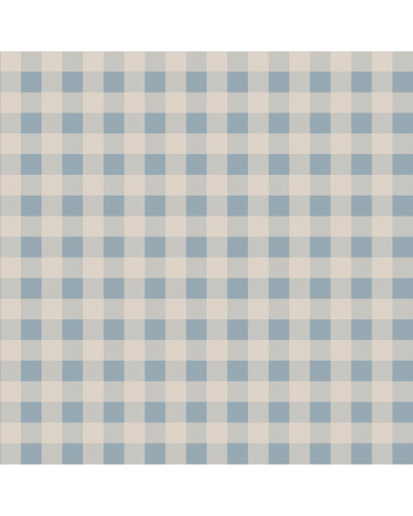 Papier Peint Enfant Carreaux Minimini – Bleu et Crème