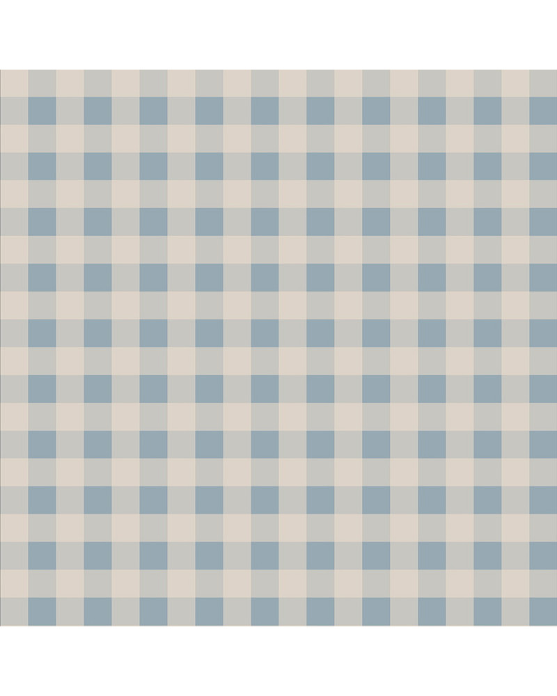 Papier Peint Enfant Carreaux Minimini – Bleu et Crème