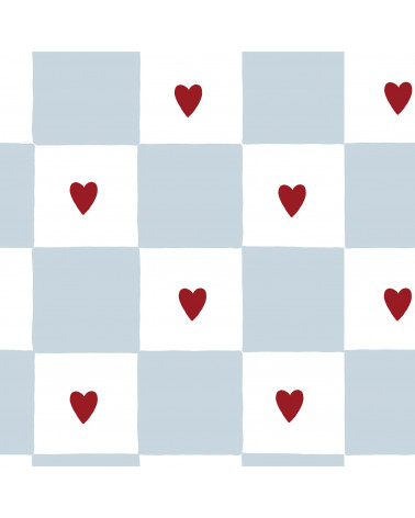 Papier Peint Enfant – Carreaux et Cœurs Français