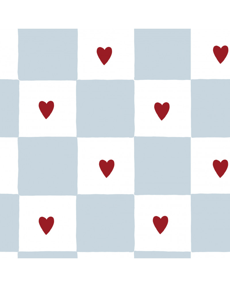 Papier Peint Enfant – Carreaux et Cœurs Français