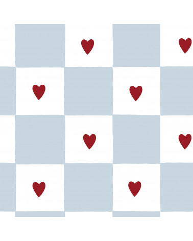 Echantillon papier peint - Carreaux et Cœurs Français